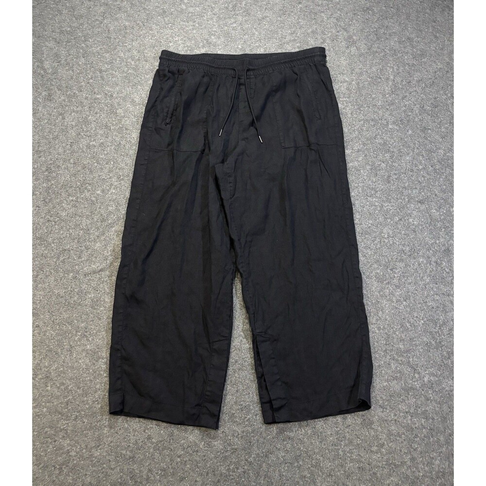 Athleta Retreat Linen Pants Size 1X Wide Leg Casual Black